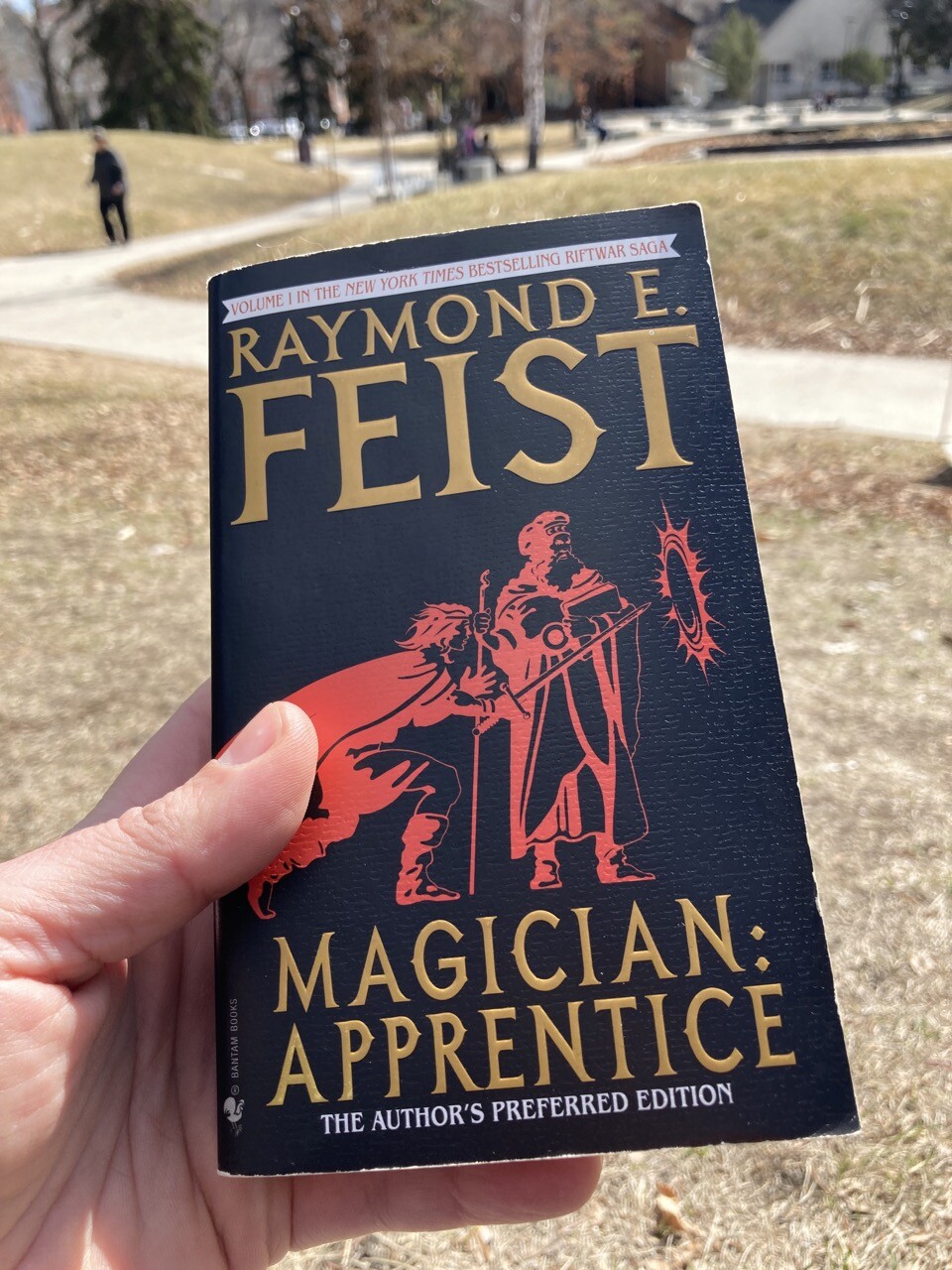 A paperback copy of Raymond E. Feist’s Magician: Apprentice. 